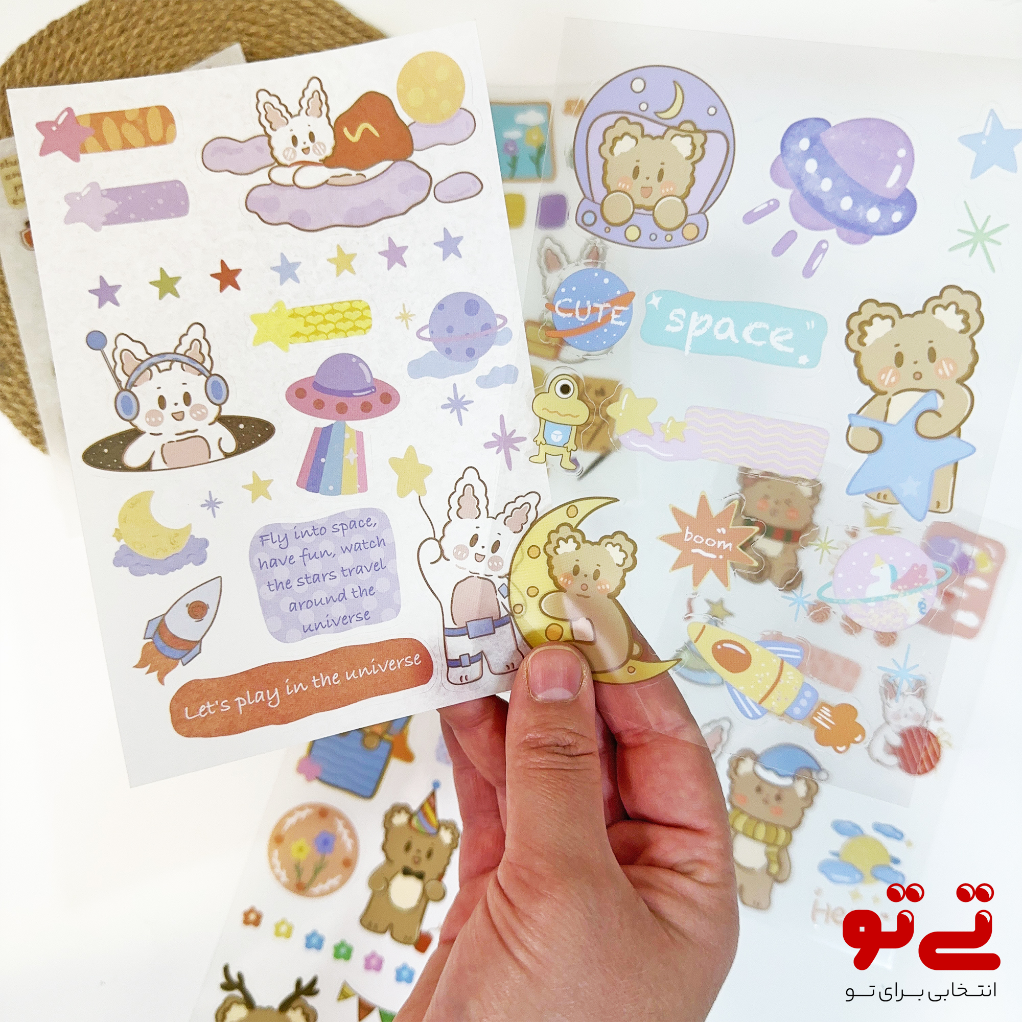 استیکر 6تایی طرح خرس و خرگوش بامزه مدل2594